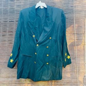 Vintage Green Blazer with Star Details